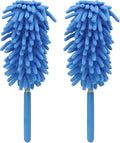 zdyCGTime Microfiber Duster, Microfiber Hand Duster Washable Microfibre Cleaning Tool Extendable Dusters for Cleaning Office, Car, Computer, Air Condition, Washable Duster(2Pack/Blue)