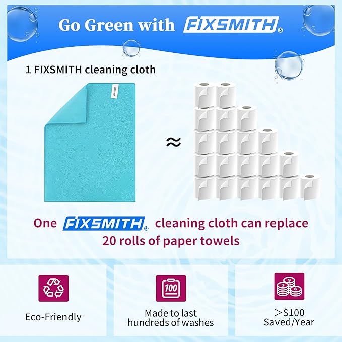 FIXSMITH Shop Towels-800 Pack, Multi-Functional Shop Rags, 12 x 16 in Microfiber Cleaning Cloth, Highly Absorbent Cleaning Rags, Cleaning Towels for Car Kitchen Home Office