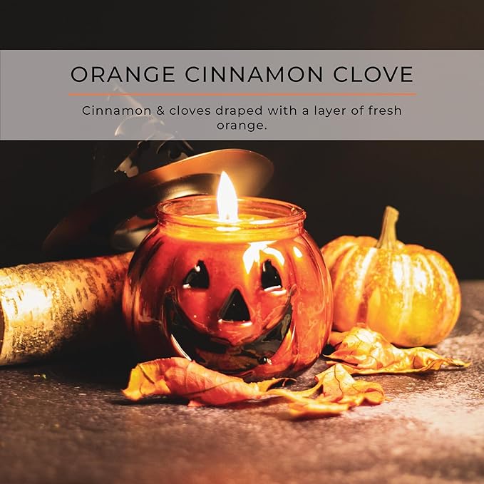A Cheerful Giver Punky Pumpkin Jar Candle - Fun and Spooky Candle for Halloween Decorations - Uniquely Shaped Candle Jars for Indoor/Outdoor Decor - Orange, Cinnamon, Clove Scent - 10 Oz