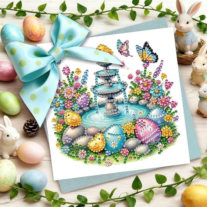 DoxQcs 5D Diamond Art Painting Greeting Cards Kit, DIY Cards for Blessings Congratulations Gifts, Greeting Card Set for Birthday Thanksgiving Day Christmas Halloween-Easter