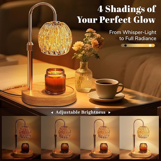 Candle Warmer Lamp with Timer Dimmer,Adjustable Height Wax Melting Lamp for Jar Candles, Aesthetic Vintage Home Decor for New House Warming, Gift for Women Birthday Valentine's Day(Gold)