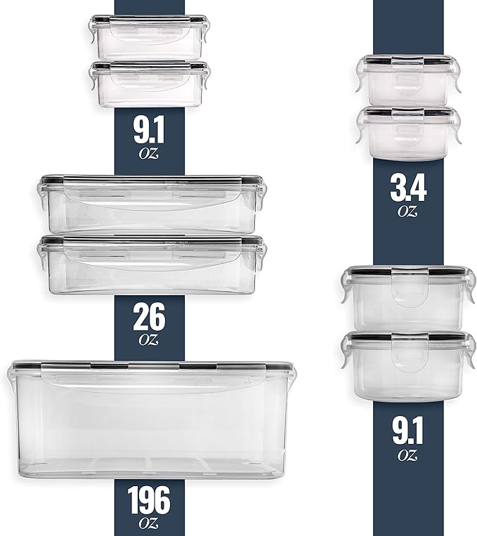 fullstar 17-piece Food storage Containers Set with Lids, Plastic Leak-Proof BPA-Free Containers for Kitchen Organization, Meal Prep, Lunch Containers