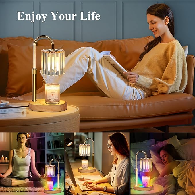 Lukasa Candle Warmer Lamp with Timer, with LED Color Lights, Dimmable, Adjustable Height, House Warming Gifts New Home Decor, Gifts for Women Mom for Birthday Mothers Day Thanksgiving Day Christmas