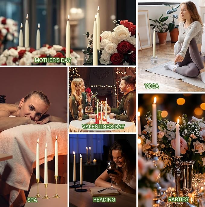 8 in Beeswax Taper Candles,18 Pack Dripless Pure White Beeswax Candle Sticks,8 Hours Long Burning Natural Bees Wax Candles for Home,Unscented Smokeless Tapered Candlesticks for Dinner