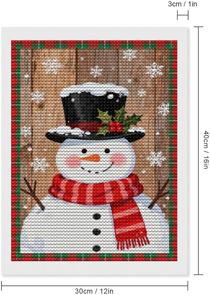 AIVKIEJK Diamond Painting Kits for Adults - Festive Snowman Red Scarf Painting DIY 5D Full Drill Diamond Dots Paintings with Diamonds Gem Art and Crafts Home Decor 12"x16"