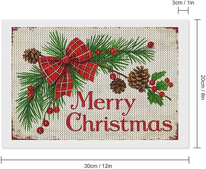 AIVKIEJK Diamond Painting Kits for Adults - Merry Christmas Holly, Pine Cones & Red Plaid Bow Painting DIY 5D Full Drill Diamond Dots Paintings with Diamonds Gem Art and Crafts Home Decor 8"x12"