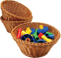 Set of 3 Round Plastic Woven Storage Baskets, Organization Bins for Classroom, Home Decor, or Office Use, 10.5" x 4.75”