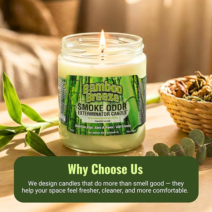 Smoke Odor Exterminator 13oz Jar Candle, Bamboo Breeze