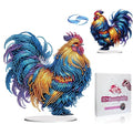 ARTopet DIY Diamond Desktop Ornament PET Irregular Shape Special Shaped Crystal Double Sided Pattern Single Sided Drill Diamond Art Painting Tabletop Home Ornaments Decor-Rooster
