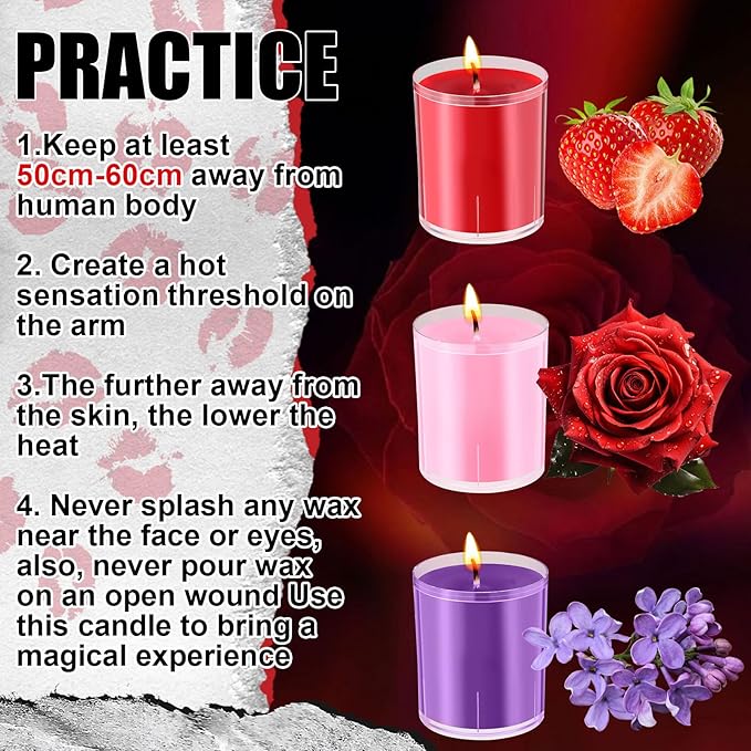 3 Pcs Low Temperature Candles Valentine's Day Rose Scented Candles Low Heat Strawberry Fragrance Night Dripping for Aromatherapy Valentine Weddings Decor Each 2.82 oz