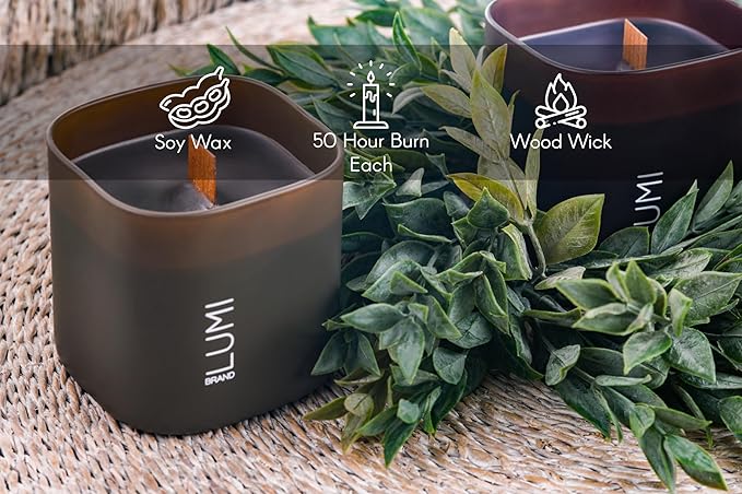 Set of 3 Premium Scented Soy Candles Gift Set | Dusk to Dawn Collection - Canadian Cedar, Black Amber & Sandalwood | Crackling Wood Wick | Luxury Candles for Relaxation, Home Décor, Gifts | 9.8oz Each