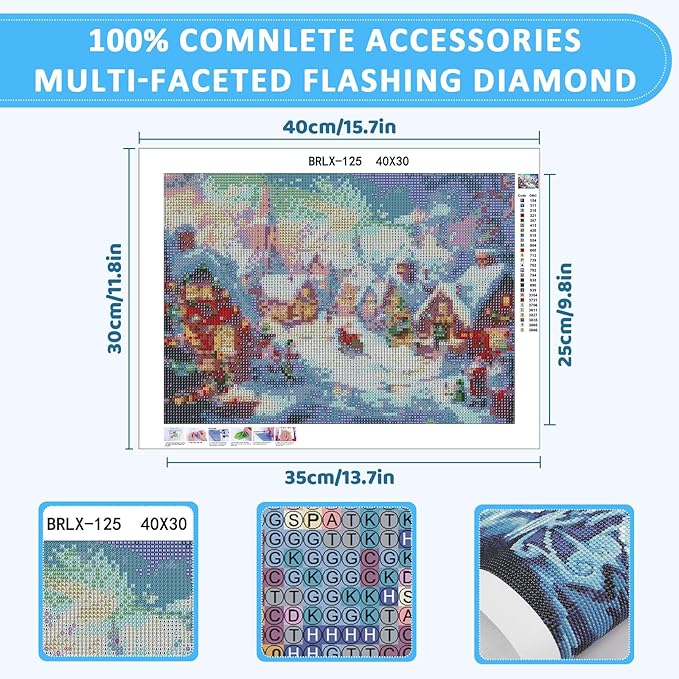Skyboda Christmas Diamond Art Kits for Adults Beginners, Christmas Eve Diamond Painting Kits for Adults,5D Full Drill DIY Diamond Dot Gem Art Kit Wall Home Decor Arts Craft 12x16 inch（Santa Claus）