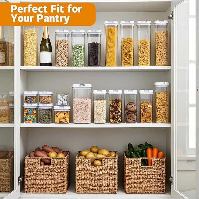 Airtight Food Storage Containers with Lids 7 pcs Plastic Kitchen and Pantry Organization Canisters for Cereal, BPA Free Kitchen Canisters for Spaghetti, Pasta, Dry Food, Flour and Sugar
