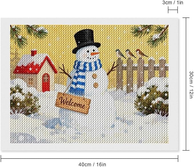 AIVKIEJK Diamond Painting Kits for Adults - Christmas Welcome Snowman Winter Christmas Painting DIY 5D Full Drill Diamond Dots Paintings with Diamonds Gem Art and Crafts Home Decor 12"x16"