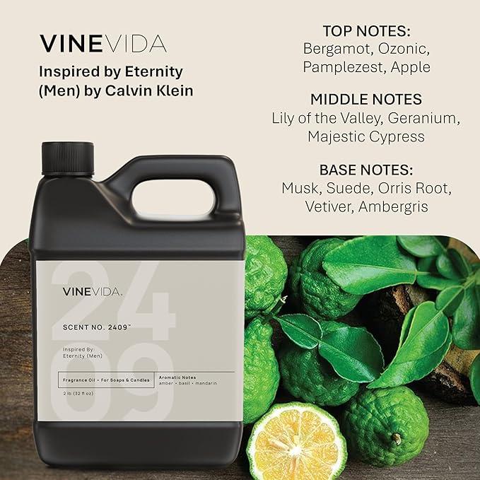 VINEVIDA [32oz] Eternity (Men) Fragrance Oil for Candle Making - Natural Candle Oil Scents - Soap Making Essential Oil - Made in USA