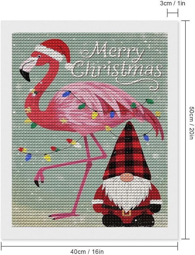 AIVKIEJK Diamond Painting Kits for Adults - Festive Flamingo Christmas Santa Hat Painting DIY 5D Full Drill Diamond Dots Paintings with Diamonds Gem Art and Crafts Home Decor 16"x20"