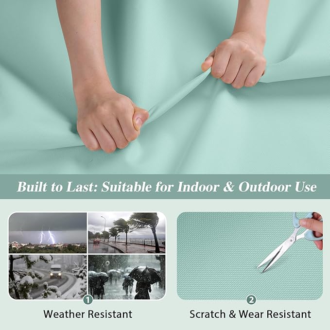 ANMINY 100% Waterproof Outdoor Fabric 10 Yards, 58" W 600D Marine Canvas Fabric with PVC Backing, Ripstop Upholstery Material by The Yard for Furniture Boat Covers Tent Awning, Aqua