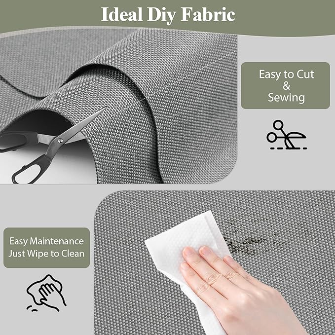Foreate Waterproof Canvas Fabric by The Yard 600D Fade & UV Resistant Indoor Outdoor Oxford Fabric 58” W Upholstery Polyester Material for Patio Chairs Tent Camping DIY, 1 Yard Silver Gray