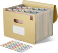 EcoStash Accordion File Organizer, 12-Pocket Wheat Straw Expanding File Folder, Portable Monthly Bill & Tax Receipt Organizer, Letter/A4 Size Document Holder with Colorful Tabs-Wheat Yellow