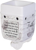 Elanze Designs Dream Bigger Actions Louder Faith Stronger Grey Leaves White Ceramic Stone Plug-in Warmer