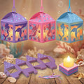Simgoing 12 Sets Mermaid Lanterns Crafts with LED Candles Mermaid Tissue Paper Crafts Kits DIY Paper Lanterns for Party Decor Activities