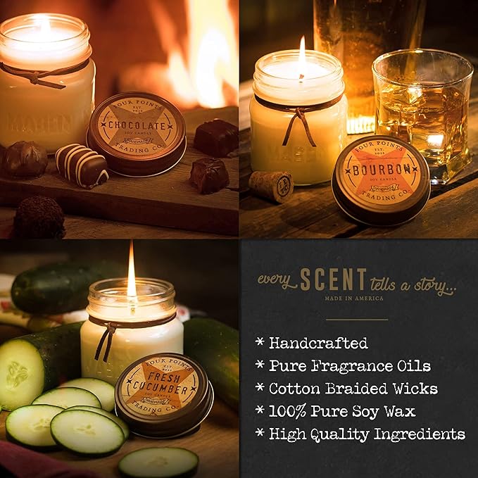 HWY-1 Scented 8 Oz Soy Aromatherapy Candle w/Jar - Four Points Trading Co.