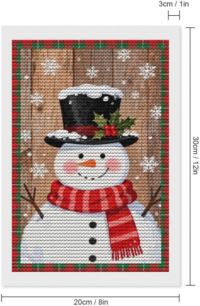 AIVKIEJK Diamond Painting Kits for Adults - Festive Snowman Red Scarf Painting DIY 5D Full Drill Diamond Dots Paintings with Diamonds Gem Art and Crafts Home Decor 8"x12"