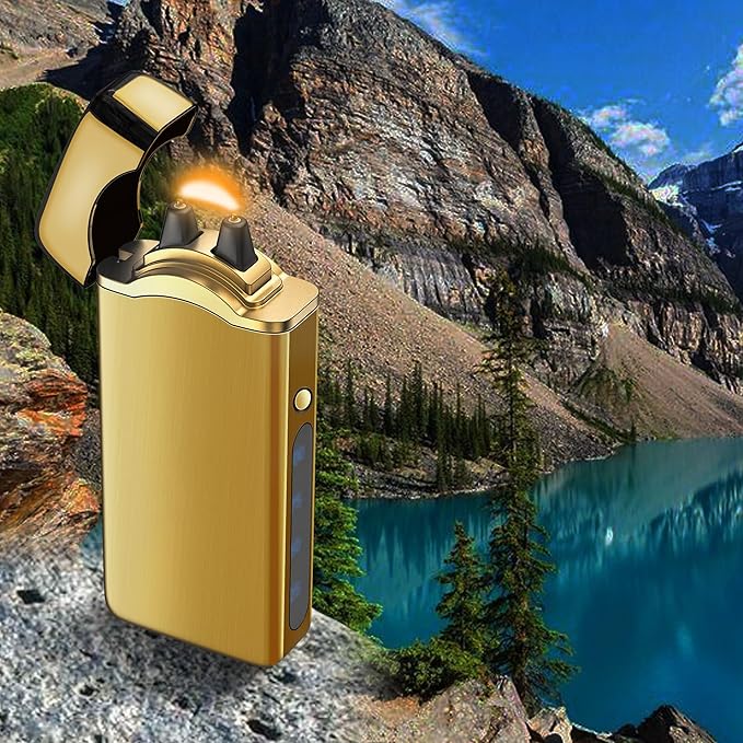 Big Arc Lighter Magical “Flame” USB Rechargeable Plasma Electric Cool Lighter (Gold)