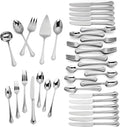 Lenox Silverware Set For 12, Alcott 89-Piece Flatware Set with Serving Utensils, Service For 12, 18/10 Stainless Steel, Mirror Finish, Dishwasher Safe, Knives Spoons and Forks (Silver, 89 Piece)