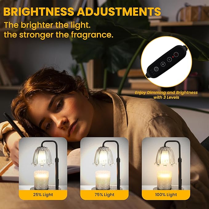 Candle Warmer Lamp with Timer - 6.3'' Dimmable Candle Lamp Warmer, Christmas Birthday Gift for Women & House Warming with Flameless Fragrance, Gray Lamp Warmer for Mom Gifts & Room Decor
