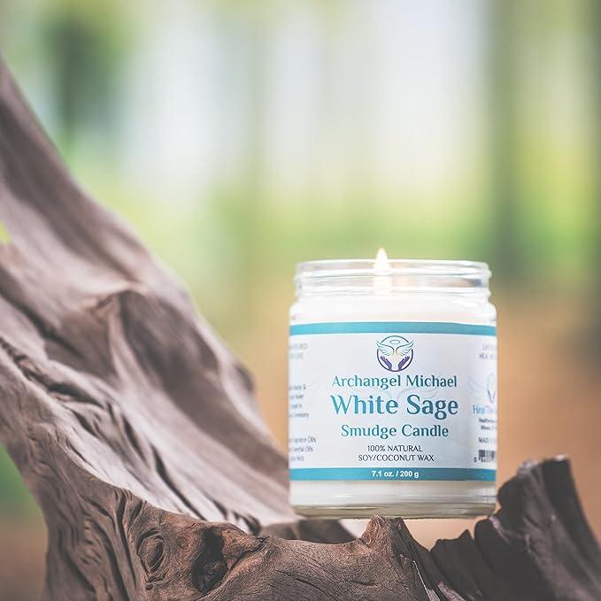 White Sage Candles for Cleansing House Chakra Healing | Energy Cleansing Smudge Candle | Natural Aromatherapy Candle | Sage for Cleansing House Negative Energy (7 oz) (White Sage)