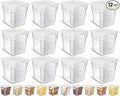 Yungyan 12 Pcs 4 Qt Commercial Food Storage Containers with Lids Restaurant Square Airtight Food Storage Containers Clear Cereal Container for Kitchen Freezer Dishwasher Pantry (White Lid)