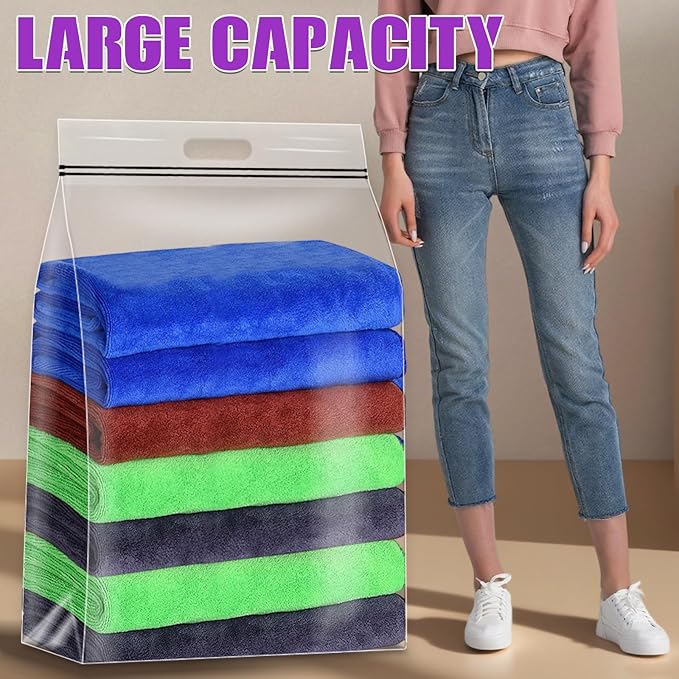 FURWEY 25 Gallon Extra Large Storage Bags 35”x 24”Resealable Clear Bags with Handle 4 Mil Thick Heavy Duty Big Bag for Clothes Pillow Travel Moving,Bedding,Shoes and Toys Storage, Pack of 3