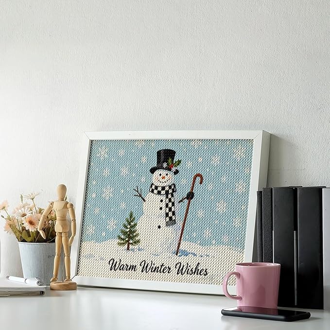 AIVKIEJK Diamond Painting Kits for Adults - Christmas Festive Winter Snowman Warm Winter Wishes Painting DIY 5D Full Drill Diamond Dots Paintings with Diamonds Gem Art and Crafts Home Decor 12"x16"
