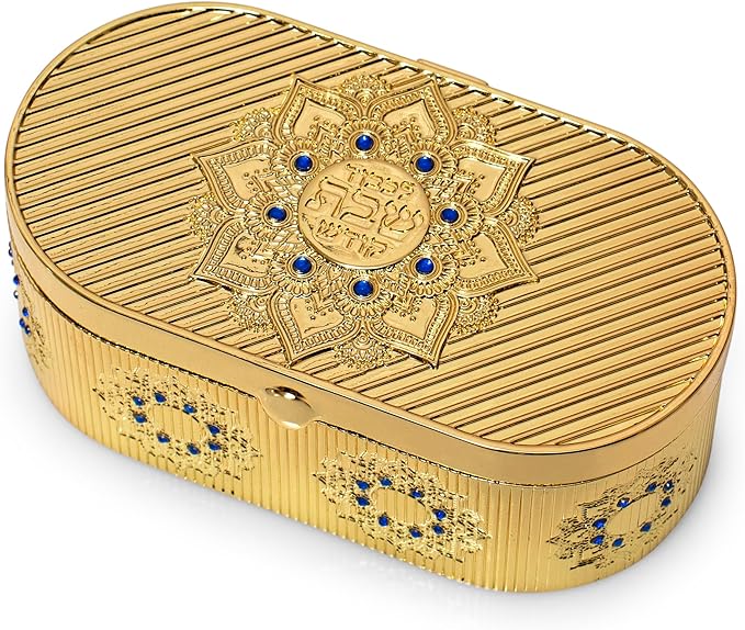 Beautiful Candle Holders that Will Enhance Your Home Décor for Jewish Shabbat or Holidays,A Wonderful Gift for Mother's Day -with Deluxe Engraved Design. (Gold Hoshen Stones)