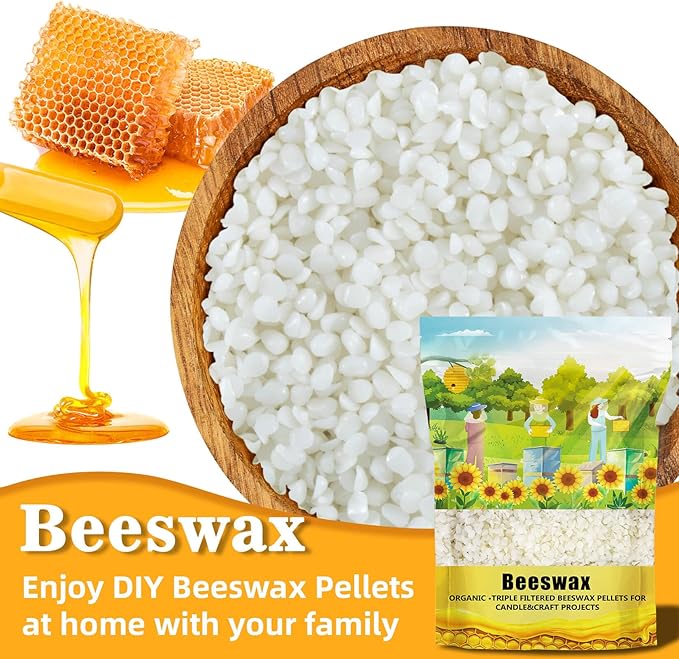 CARGEN White Beeswax Pellets - 3LB Beeswax Pastilles Bulk Bees Wax Pellets Triple Filtered for DIY Making Candles Skin Care Lip Balm Soap Lotion and Soap Making Supplies for Christmas,Halloween