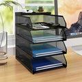 Natwind 4-Tier Paper Organizers,Desk Organizer,Stackable Paper Tray, Desk Accessories,Metal Mesh Desktop Organizer,Letter Trays,File Document Storage Rack for for Home, Office, School (Black)