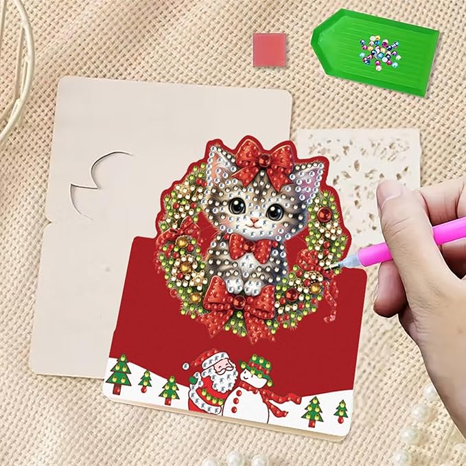 6 Packs Christmas Animal DIY Painting Greeting Cards for Adults Gifts
