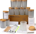 MILIVIXAY 12 Pack 7 OZ Frosted Glass Candle Jars with Lids and Candle Making Kits - Bulk Empty Candle Jars for Making Candles - Spice, Powder Containers.