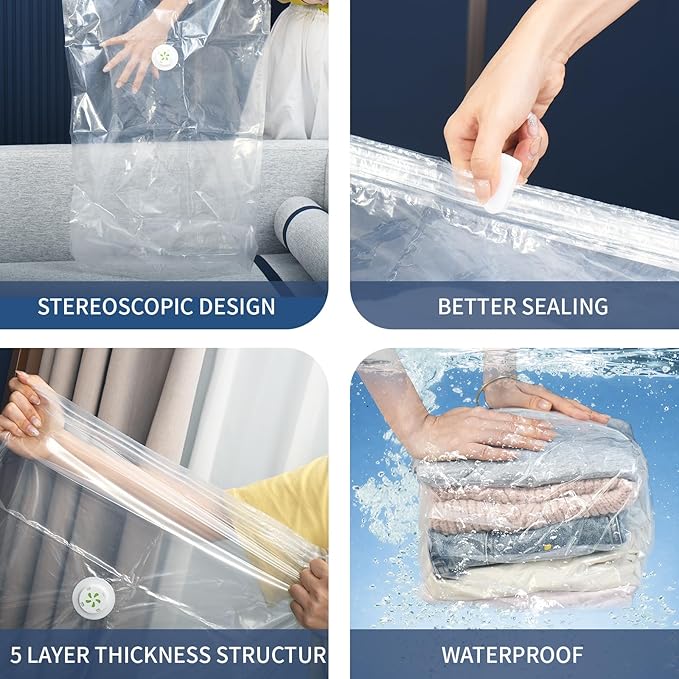 Vacuum Storage Bags, 10 Pack Jumbo Cube Bag (31.4 * 39.3 * 14.9 Inch), 80% Space Saver Extra Large Vacuum Seal Bags for Clothing, Comforters, Blankets, Bedding, Closet Organization Space Saving