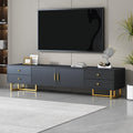 Amposei Modern TV Stand with Drawers for TVs up to 75'', Media Console Storage Cabinet Entertainment Center Furniture for Living Room Bedroom, Gold Metal Legs, 70.9-Inch, Black
