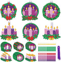 Baderke 30 Sets Christmas Advent Craft Kit Make Your Own Glitter Mosaic Advent Candle Craft DIY Glitter Mosaic Christmas Wreath Ornament for Xmas Home Activities