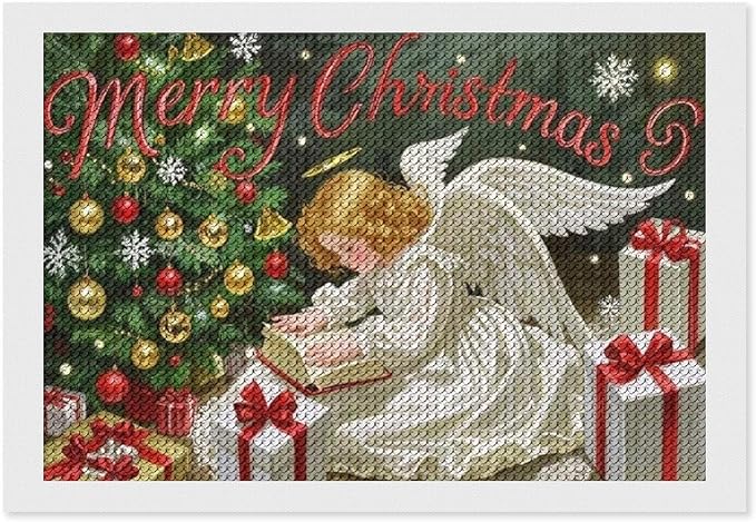 AIVKIEJK Diamond Painting Kits for Adults - Merry Christmas Angel Welcome Painting DIY 5D Full Drill Diamond Dots Paintings with Diamonds Gem Art and Crafts Home Decor 8"x12"