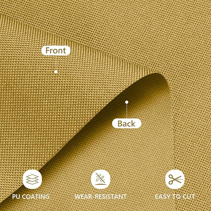 Waterproof Canvas Fabric by The Yard 58inch 600D Upholstery Material Polyester Fabric Outdoor Water Resistant Fabric for Sewing Chair Patio Cushion Purse Bag Interior, 8 Yard Tan
