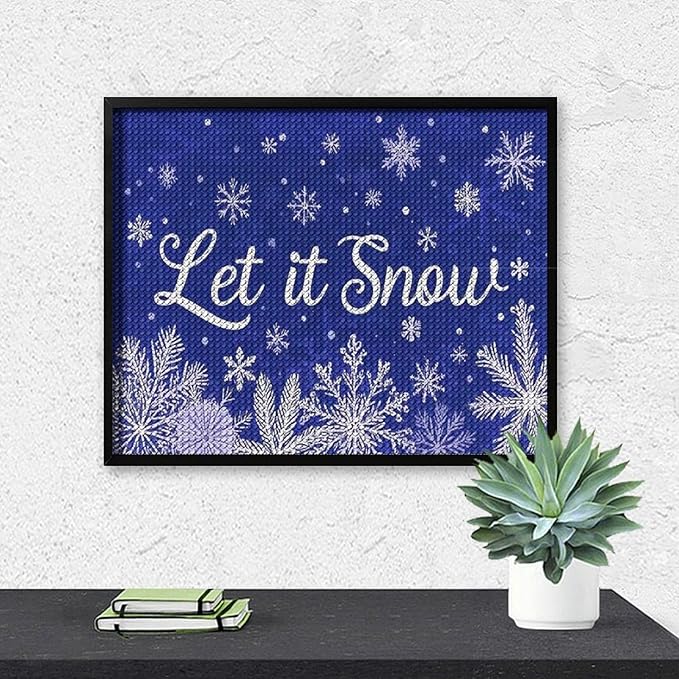 AIVKIEJK Diamond Painting Kits for Adults - Festive Snowflake Christmas Let It Snow Painting DIY 5D Full Drill Diamond Dots Paintings with Diamonds Gem Art and Crafts Home Decor 16"x20"