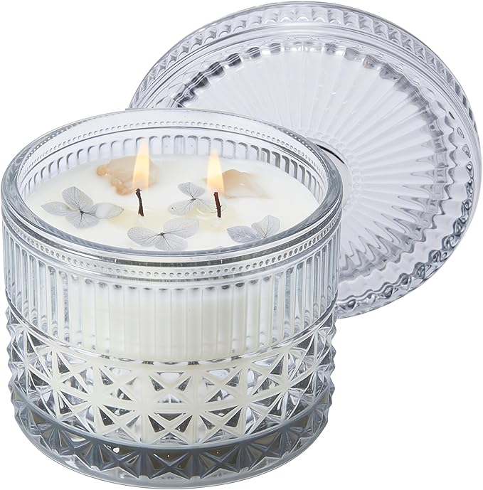 Chloefu LAN Crystal Candle Ocean Mist & Sea Salt Scented Candles for Home, Unique Meditation Spiritual Gifts for Women & Men, Healing Magic Candles, Highly Scented & Long Lasting, 14 oz