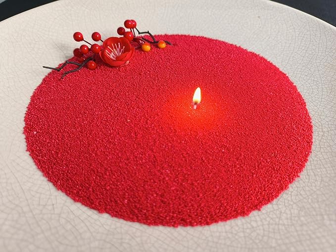 DRMAISON Pearled Candle Wax Sand DIY Kit - 17.6 oz, Bright Red, Non-Toxic&Smoke-Free, Refillable with 30 Wicks, Long-Lasting Flame, Highly Customizable for Wedding, Party&Holiday Decor