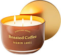 Roasted Coffee Scented Candle, 18oz Natural Soy Wax Non Toxic, 3-Wick Large Candles for Home, 75 Hours Burn Time, Strong Cold & Hot Throw, Coffee Lover Gift, Kitchen & Office, Long Lasting Aroma