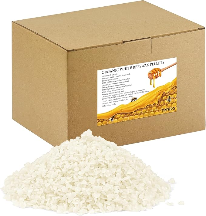 TRINIDa White Beeswax Pellets 20lb, Organic Bees Wax for DIY Candles, Beeswax for Candle Making, Skin, Body, Face, and Hair Care, Lotions, DIY Creams, Lip Balm and Soap Making Supplies