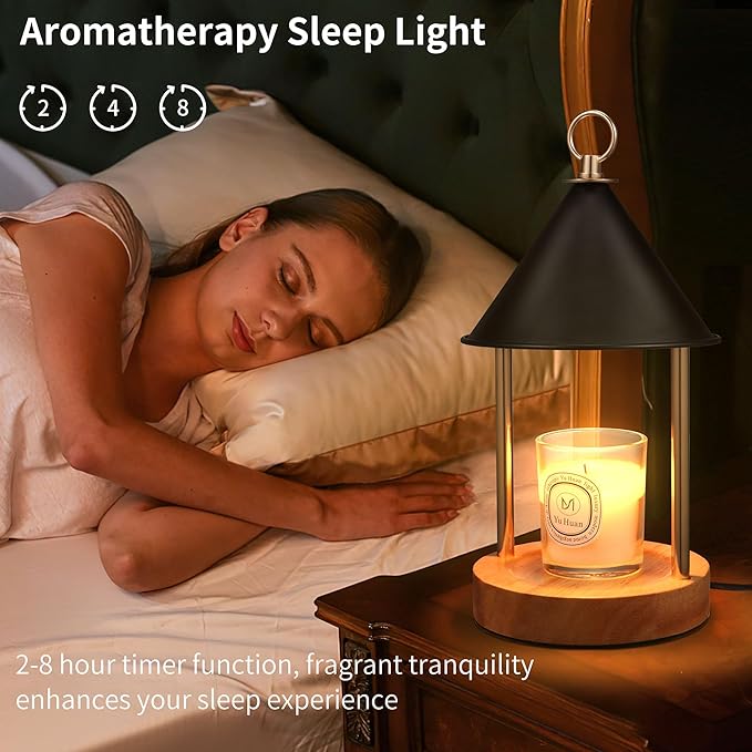 OGACFO Candle Warmer Lamp with Timer and Dimmable, Birthday Gifts Women Mom, Flameless Wax Warmer with Anti-Scald Bi Metal Shade for Jar Candles, Includes 2 Bulbs, Home Decor (Black)